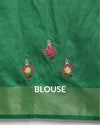 Beautiful Pure Linen Floral Embroidered Biege Saree