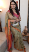 Handwoven Pure Linen Saree Beige Color with Blouse-Indiehaat