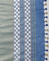 Lively Pure Linen Hand Cutwork Design Blue Saree