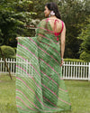 Forest Cotton Kota Doria Green Saree Handcrafted