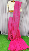 Kota Silk Pink Saree Sequence Pallu & Zig-Zag Design