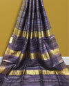 Silkmark Ghicha Tussar Silk Ink Blue Saree