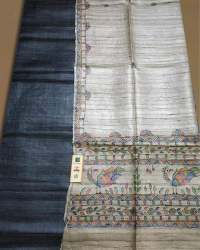 Silkmark Tussar Beige Madhubani Tranquil Dupatta & Black Top