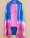 Handdyed Katan Silk Pink & Blue Contrast Suit