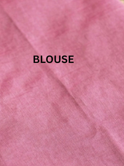 Handloom Kota Silk Beige & Rose Pink Saree