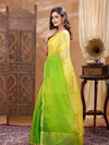 Citron Green & Yellow Pure Silk Kota Doria Handdyed Saree