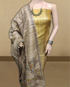 Silkmark Tussar Beige Madhubani Dreamy Dupatta & Yellow Top
