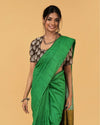 Lively Silk Linen Handdyed Green Contrast Pallu Saree