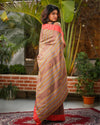 Pure Cotton Handloom Saree Plain Body Martini Brown Color with running blouse-Indiehaat