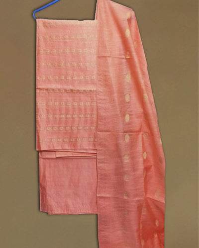 Katan Silk Enchanting Handcrafted Peach Suit