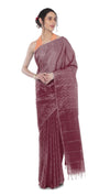 Kota Silk Wine Saree Sequence Pallu & Zig-Zag Design