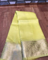 Stimulating Banarasi Silk Linen Yellow Handloom Saree