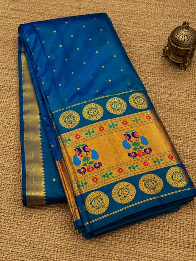 Rajdhara Handloom Paithani Silk Saree Deep Teal