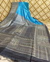 Silkmark Tussar Classic Madhubani Blue & Black Saree