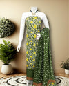 Handcrafted Green Katan Silk Suit Set with Dupatta | IndieHaat
