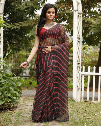 Mysterious Pure Silk Kota Doria Pink Saree Handcrafted