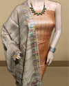 Silkmark Tussar Beige Madhubani Creative Dupatta & Beige Top