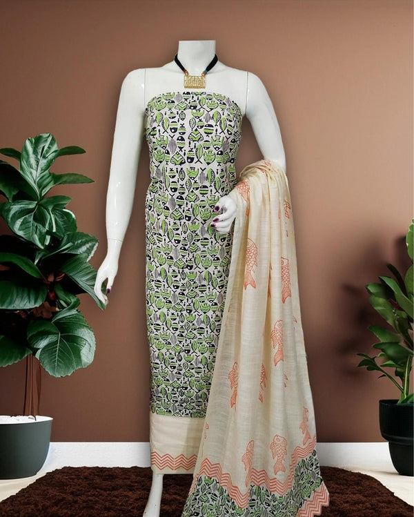 Green Katan Silk Suit – Handcrafted with Dupatta & Bottom