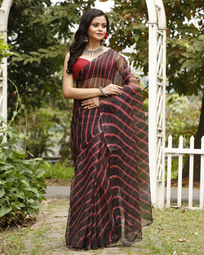 Mysterious Pure Silk Kota Doria Pink Saree Handcrafted