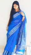 Unique Banarasi Silk Linen Blue Handloom Saree