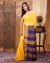 Handcrafted Kota Silk Yellow & Blue Saree