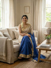 Handloom Kota Silk Beige & Royal Blue Saree
