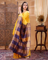 Handcrafted Kota Silk Yellow & Blue Saree