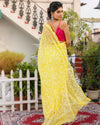 Tepchi Handwork Georgette Work Yellow Saree