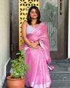 Alluring Pure Tissue Linen Pink Handdyed Saree