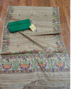 Silkmark Tussar Beige Madhubani Splendid Dupatta & Green Top