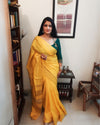 Handcrafted Tranquil Kota Silk Yellow Jacquard Saree