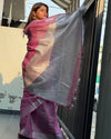 Alluring Pure Tissue Linen Pink Handdyed Saree