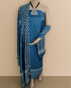 Katan Silk Tranquil Blockprint Blue Suit