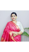 Handloom Jayashree Silk Saree Rose Red Color with Running Blouse-Indiehaat