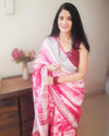 Textured Linen Shibori Pink Hand Dyed Saree