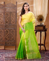 Citron Green & Yellow Pure Silk Kota Doria Handdyed Saree