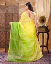 Citron Green & Yellow Pure Silk Kota Doria Handdyed Saree