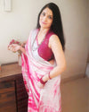 Textured Linen Shibori Pink Hand Dyed Saree