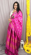 Silkmark Dazzling Eri Tussar Silk Embroidered Pink Saree