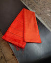 Striped Katan Silk Saree Orange Handcrafted