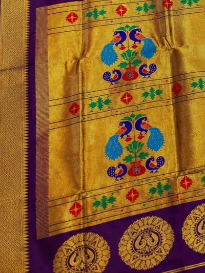 Rajdhara Handloom Paithani Silk Saree Deep Plum