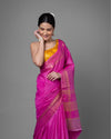 Handcrafted Pastoral Kota Silk Pink Jacquard Saree