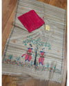 Silkmark Tussar Beige Madhubani Artistic Dupatta & Pink Top