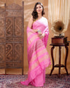 Silkmark Eri Silk Tussar Striped Pink Saree