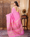 Silkmark Eri Silk Tussar Striped Pink Saree