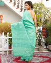 Silkmark Ghicha Tussar Magnificent Green Saree