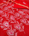 Indiehaat|Kota Doria Embroidered Maroon Suits(Top+Bottom+Dupatta)