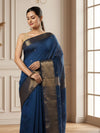 Melodic Maheshwari Pure Silk Butta Body Teal Blue Saree