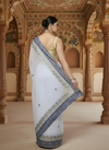 Tye & Drape Kota Doria Bandhej Print Gray & Blue Saree