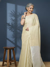 Effulgent Pure Tissue Linen Handdyed Saree Off White
